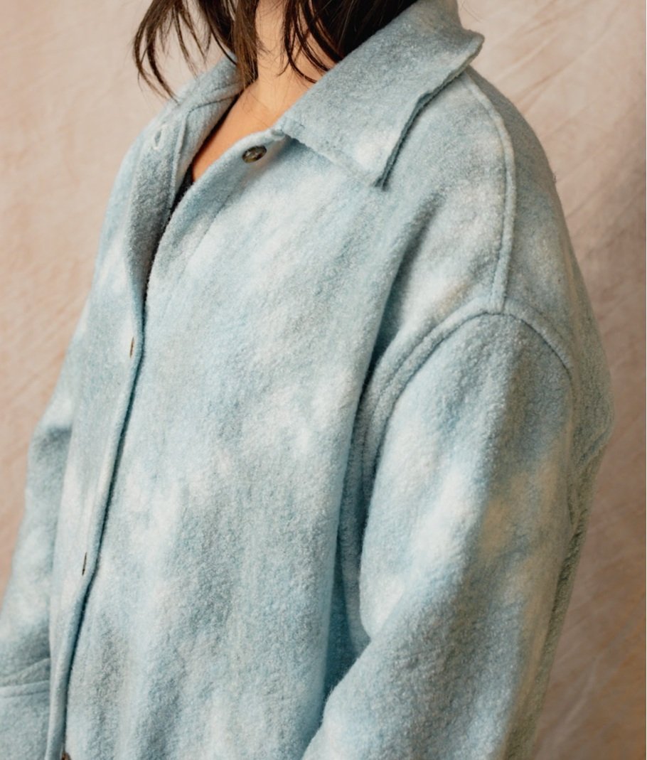 Long Wool Shacket in Pearl