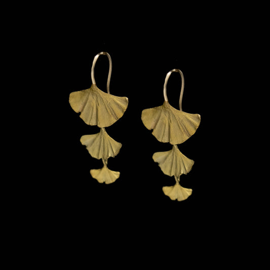 Ginkgo Triple Drop Wire Earrings