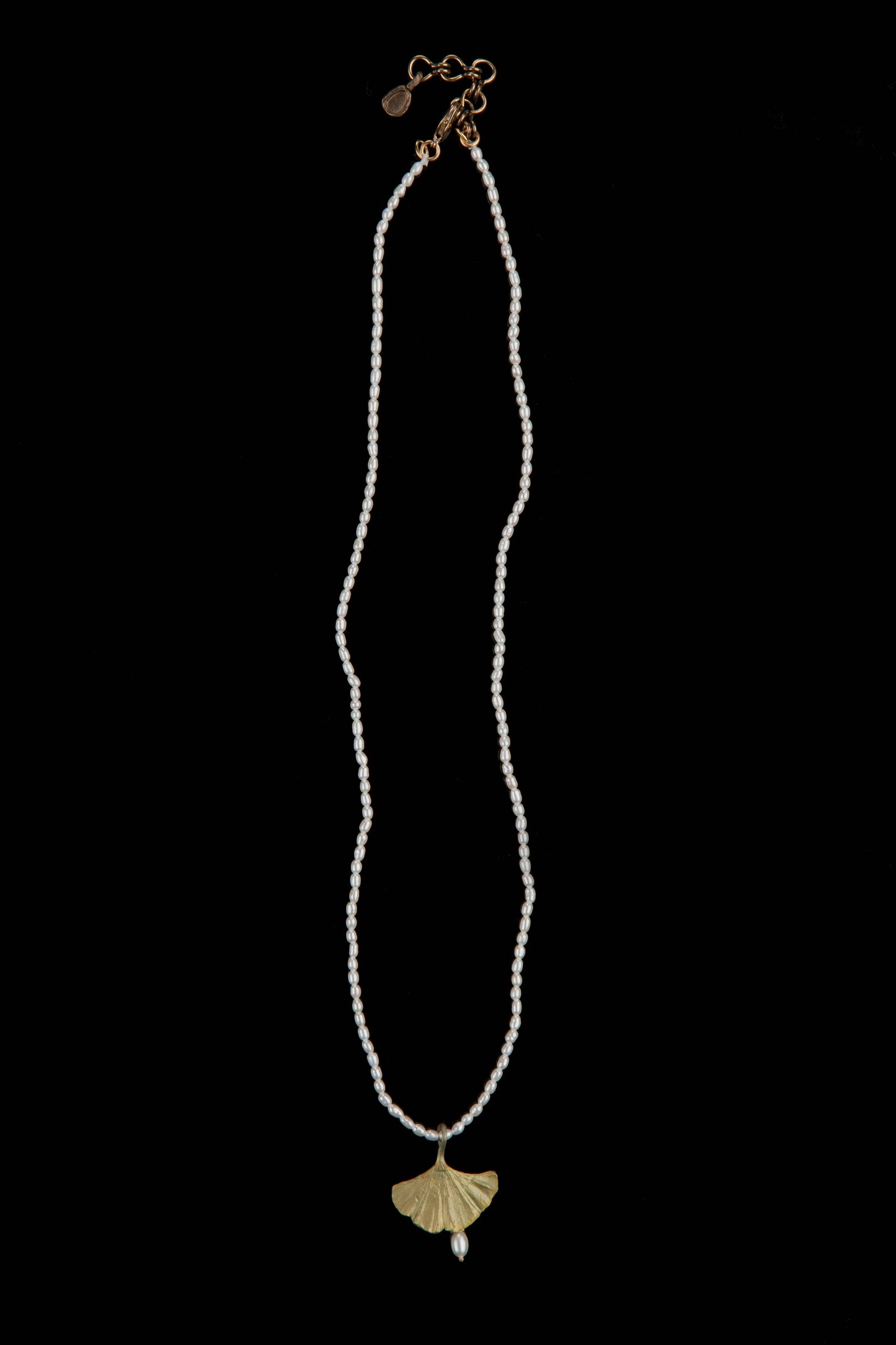Ginkgo Single Drop Pearl Necklace - 16" Adj.