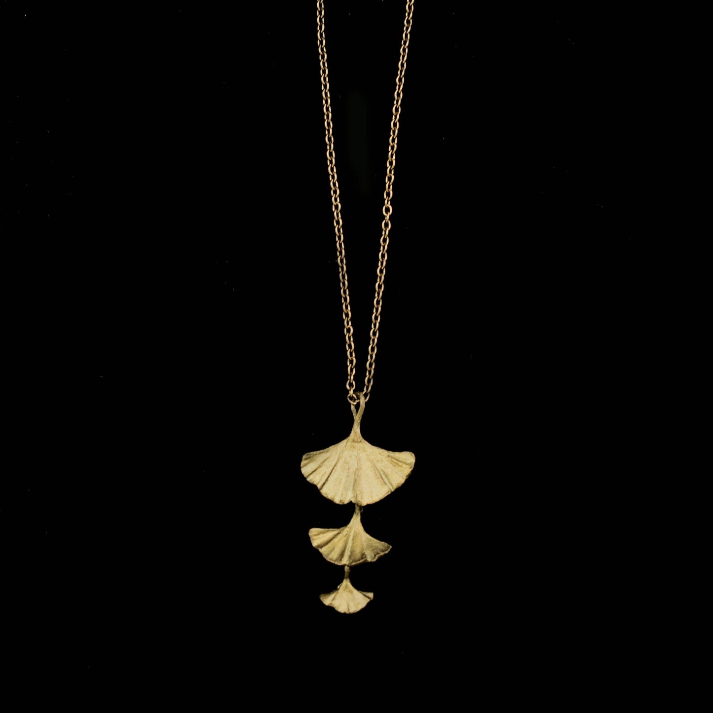 Ginkgo Three Leaf Pendant - 16" Adj.