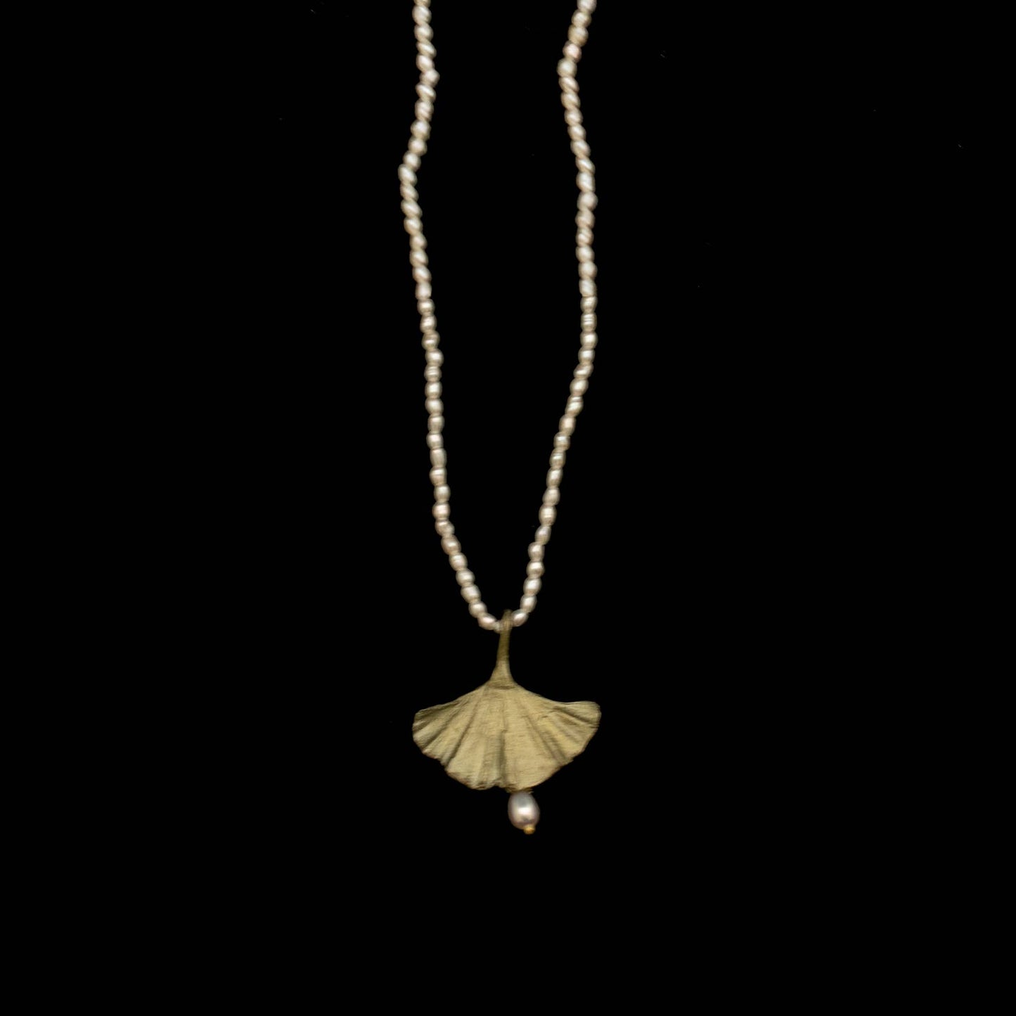 Ginkgo Single Drop Pearl Necklace - 16" Adj.