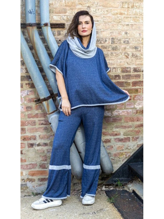 Blue Terry Hoodie Top