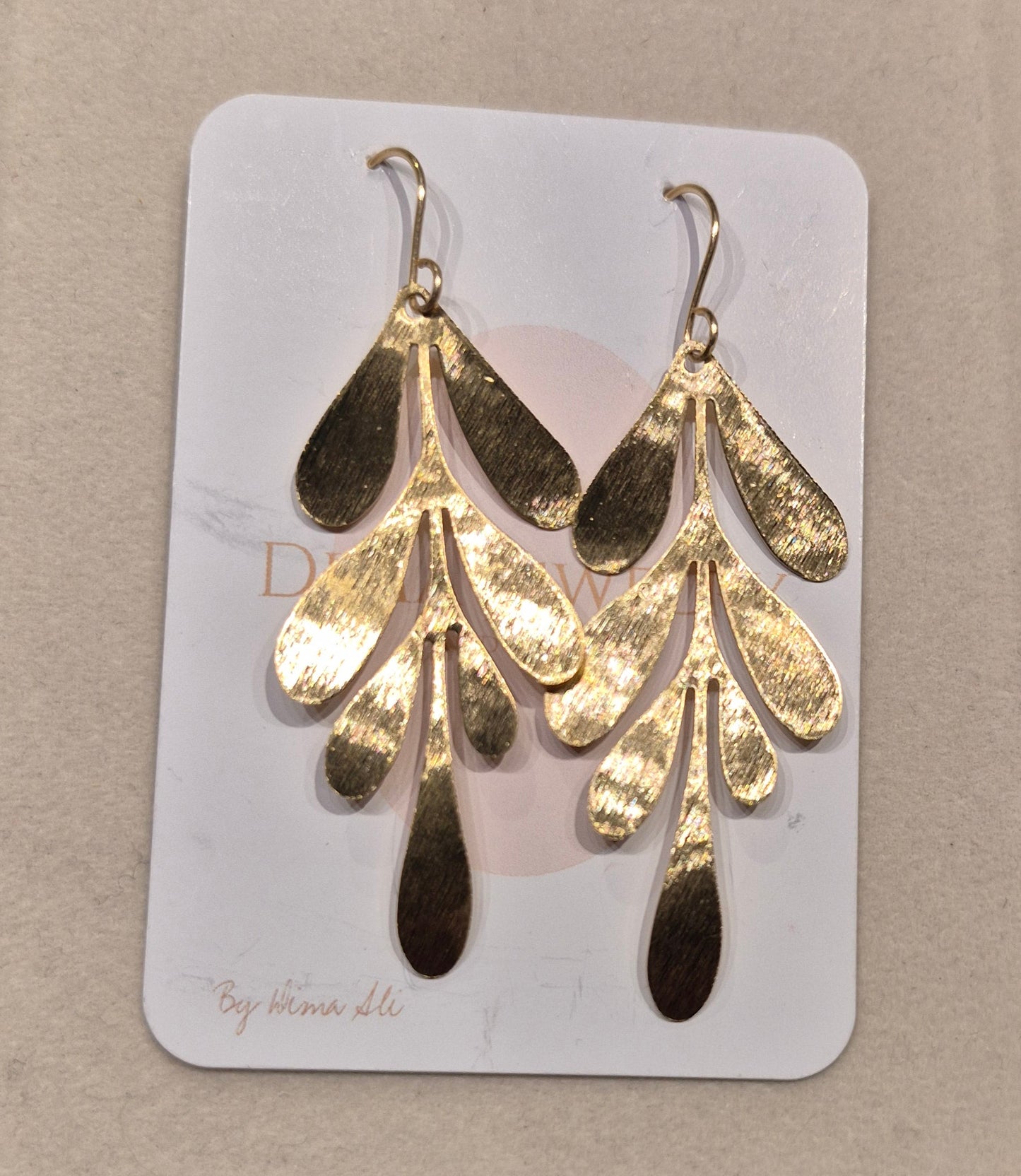 Big Leaves Earrings Brass