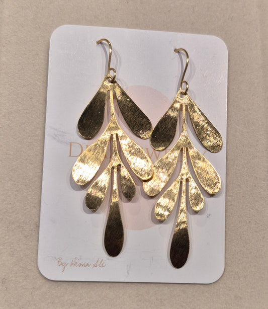 Big Leaves Earrings Brass