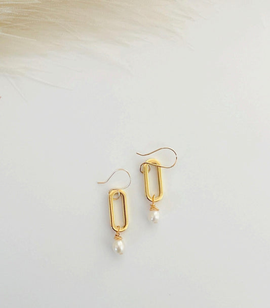 Squoval & Pearl Earrings